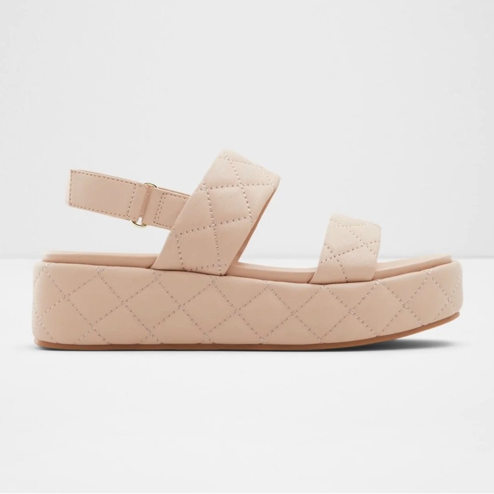Aldo Tan Platform Sandals with Quilted Texture